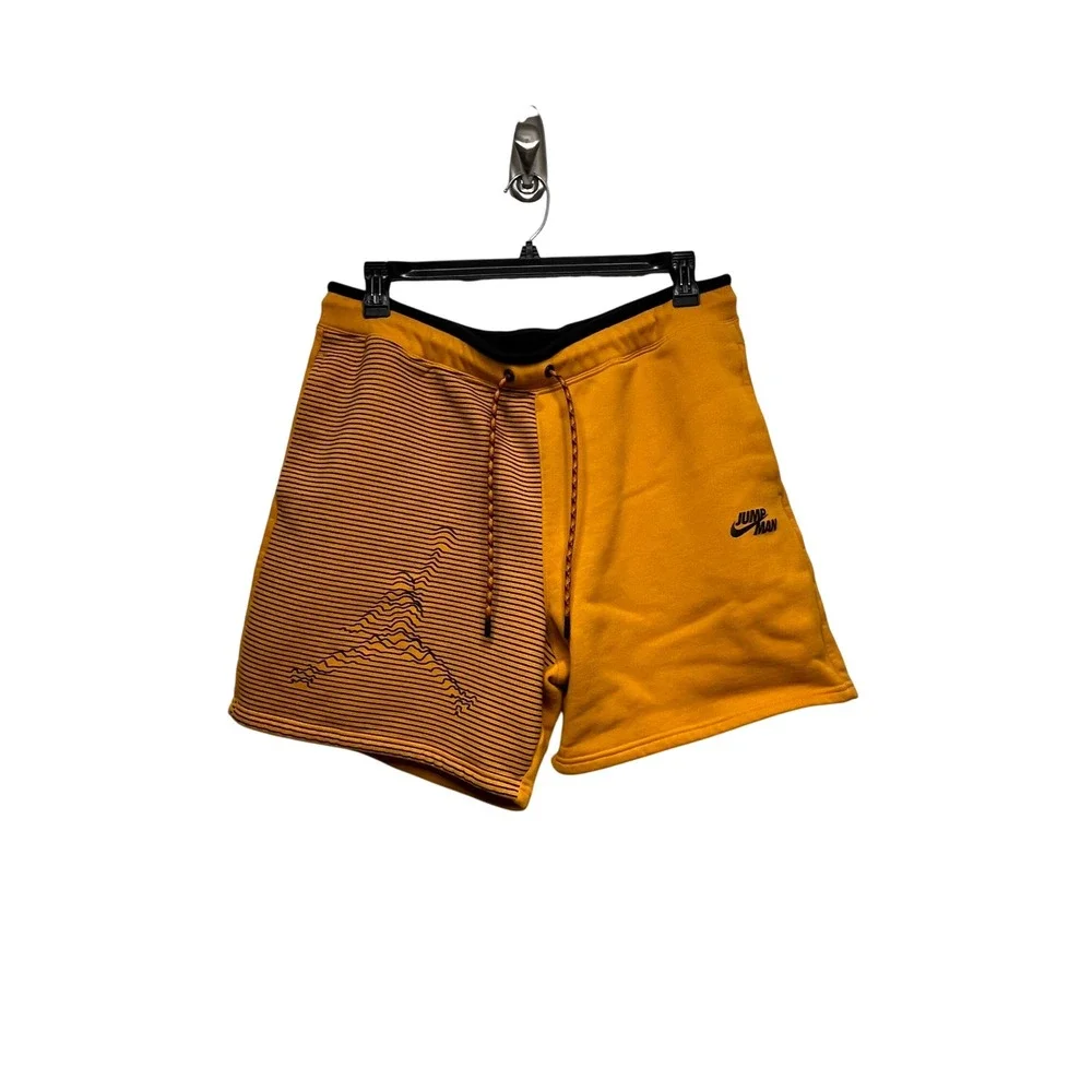 Jordan Jumpman Fleece Shorts Mens XL Gold Black Wavy Stripe DJ0186-738